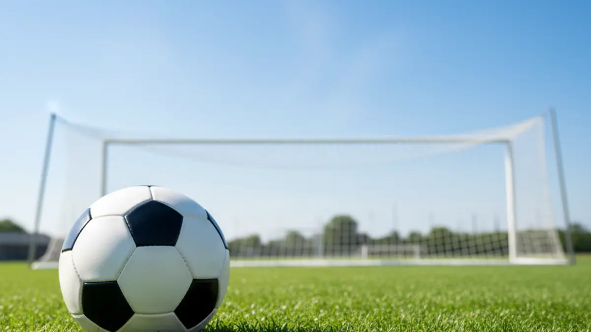 Generic image of a soccer ball on a green football pitch.