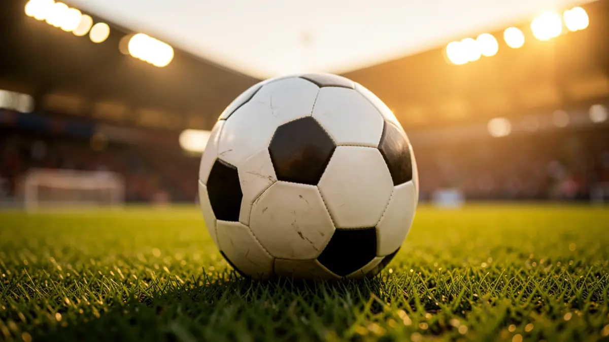 Generic image of a soccer ball on a stadium pitch.
