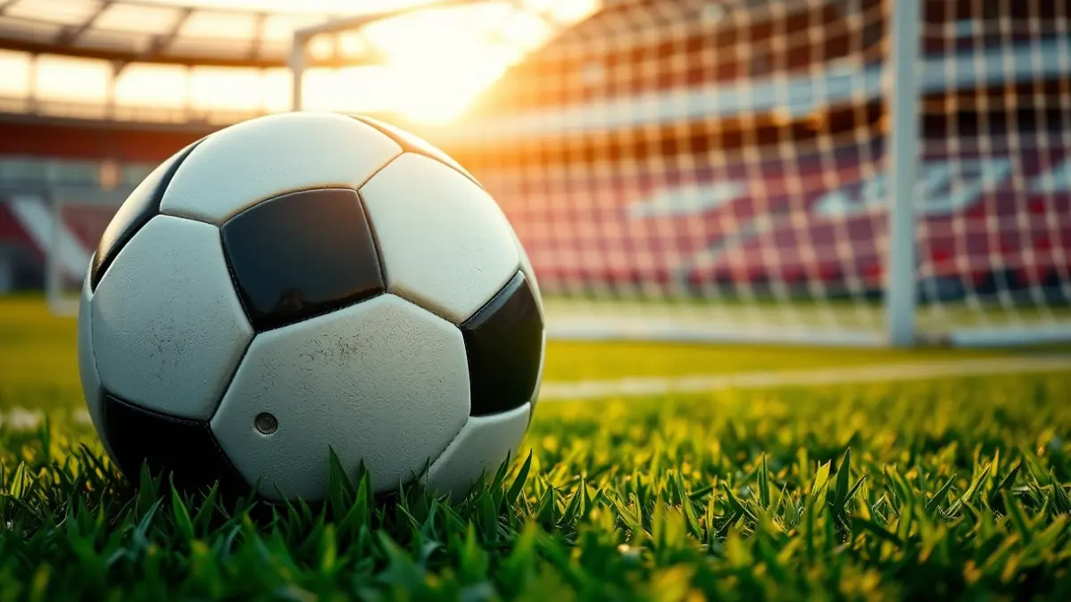 Generic image of a soccer ball on a stadium pitch.