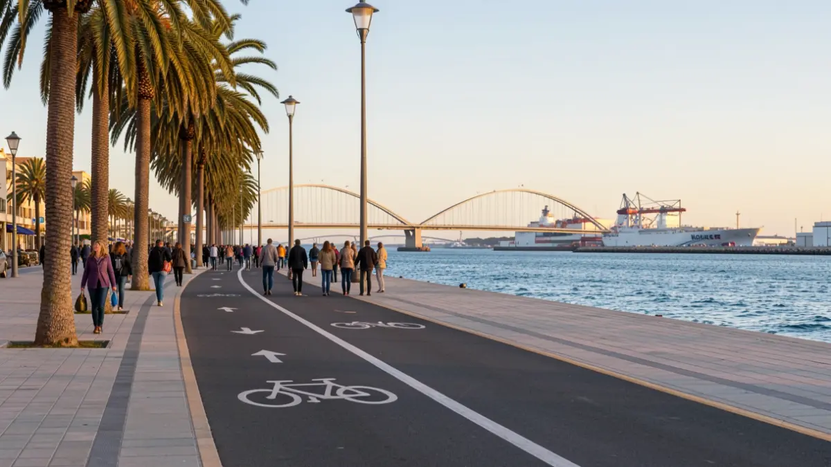 Generic image of the Paseo Marítimo Puntales - La Paz in Cádiz, with views of the bay and the city.