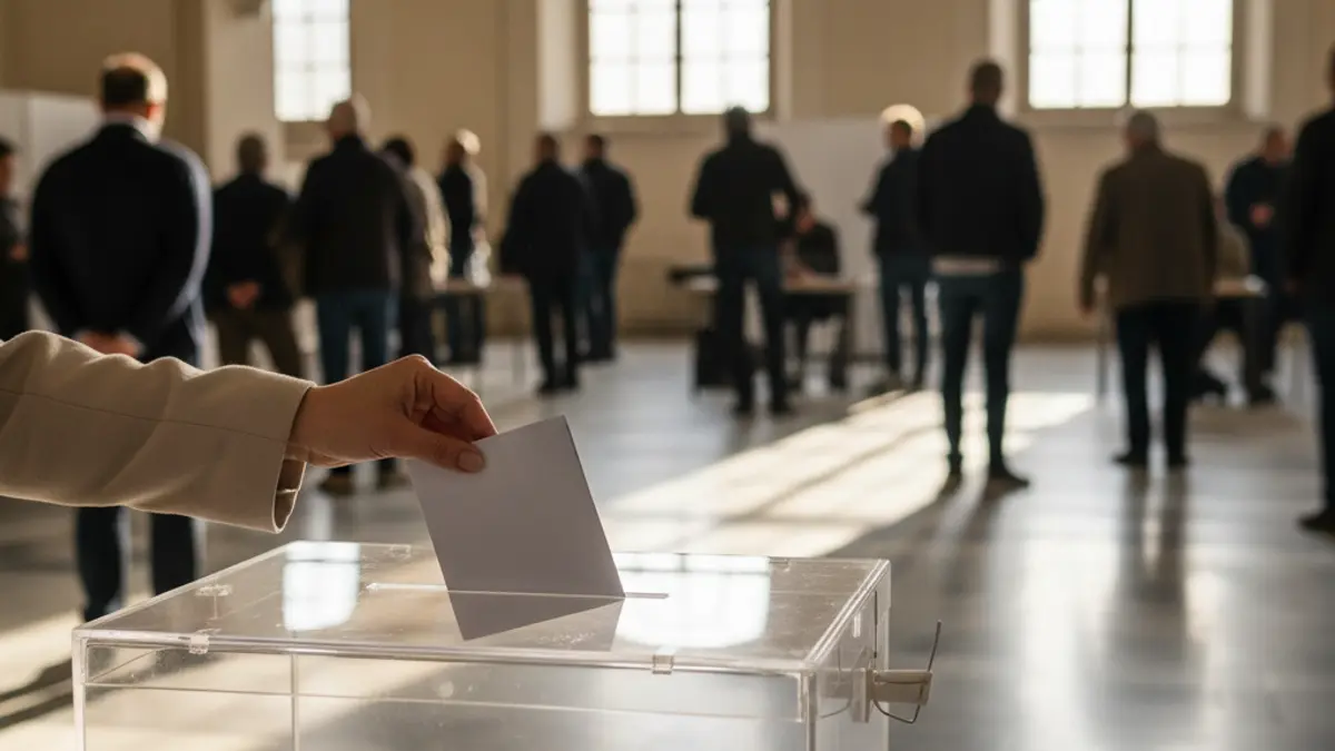Generic image of a ballot box in a polling station.