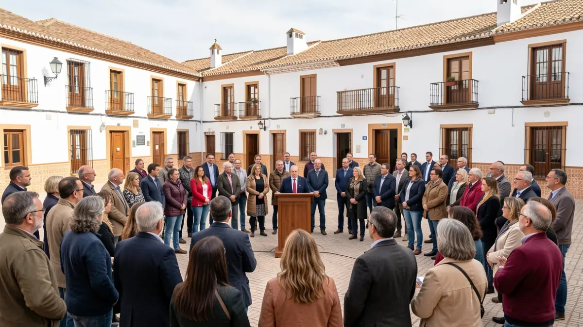 Imagen genérica de un acto de campaña política en una plaza andaluza.