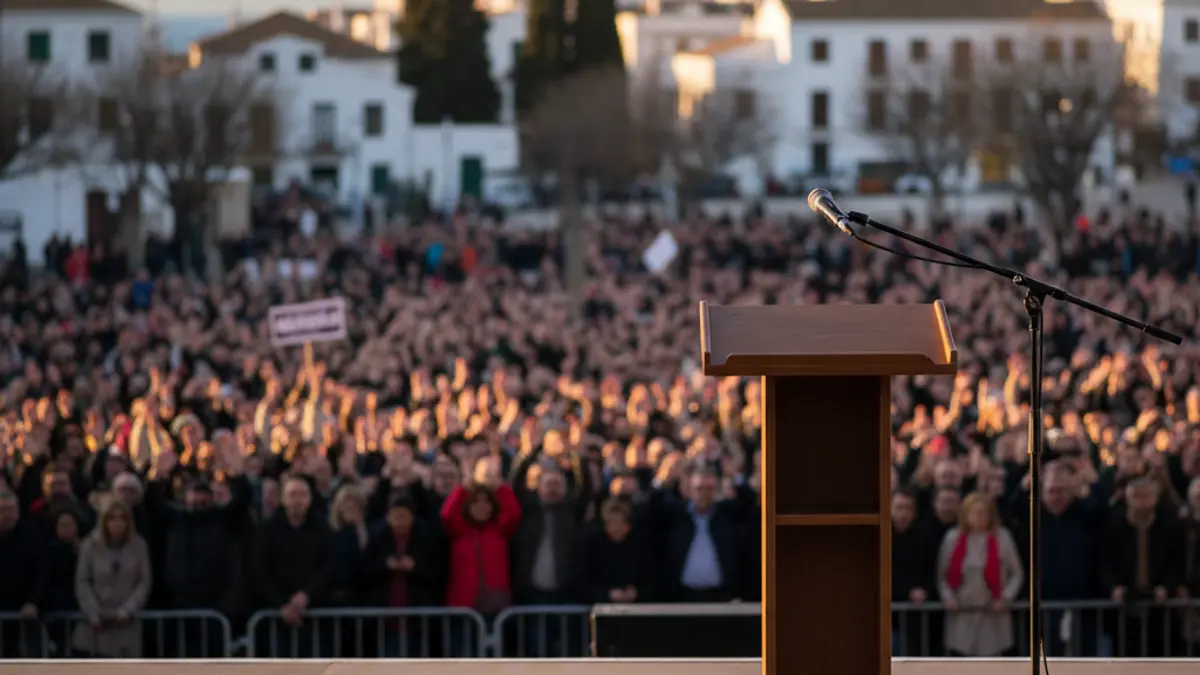 Generic image of a podium with a microphone at a political event.