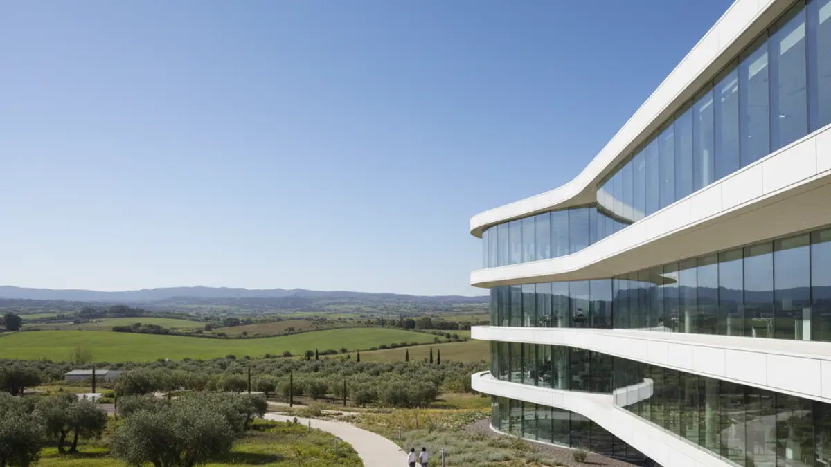 Image of a scientific research center in an Andalusian rural setting.