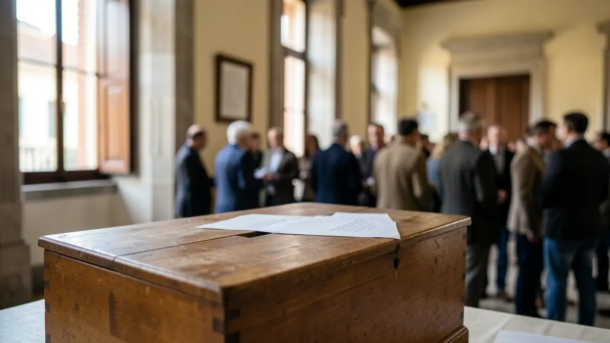 Ballot box at a polling station in Seville during an election day.