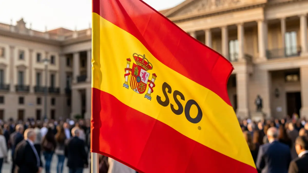Bandera del PSOE andaluz delante del Parlamento de Andalucía.