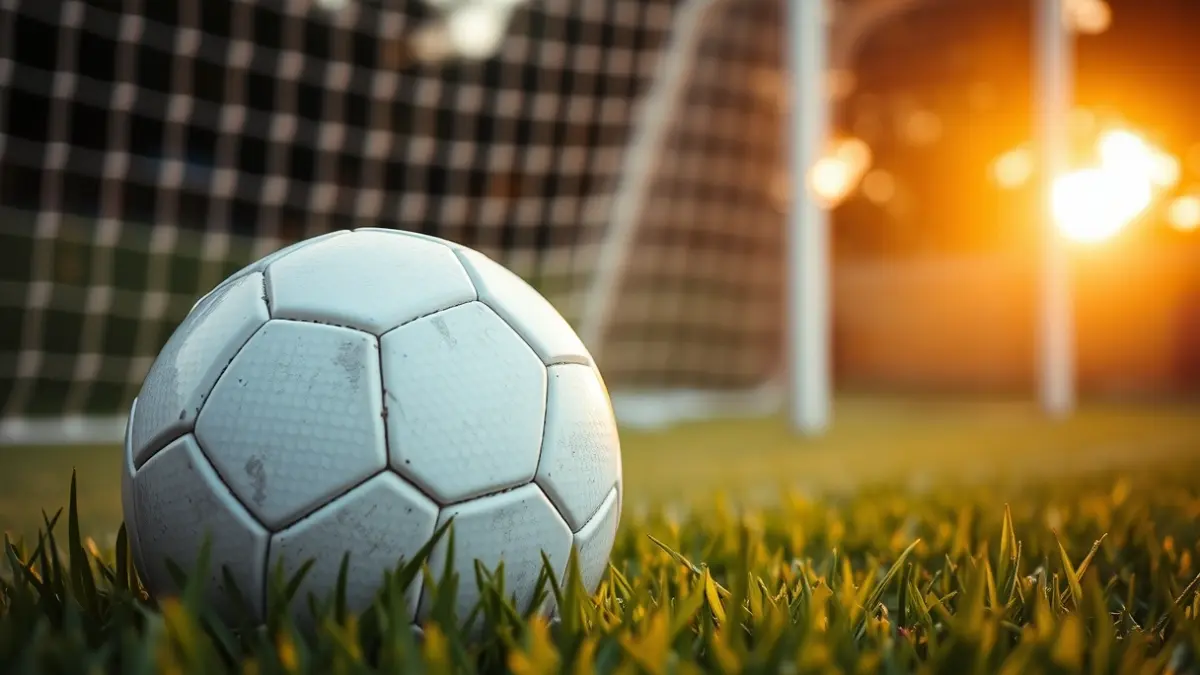 Imagen genérica de un balón de fútbol en el césped de un estadio, con la portería desenfocada al fondo.