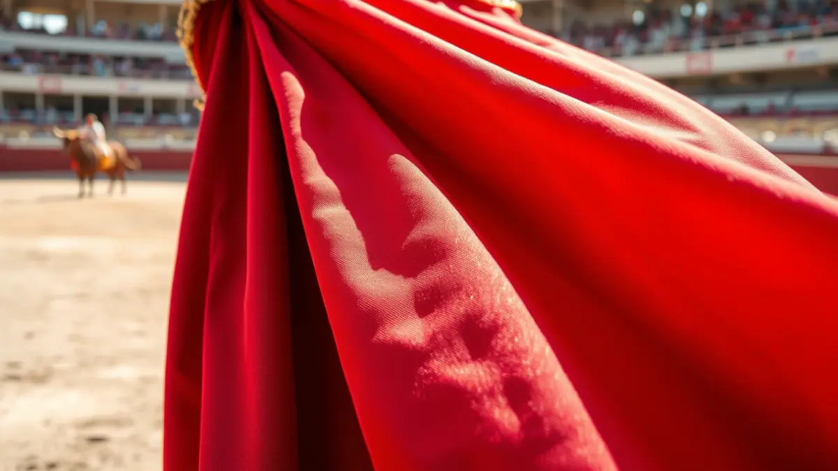 Imagen genérica de un capote de torero en una plaza de toros.