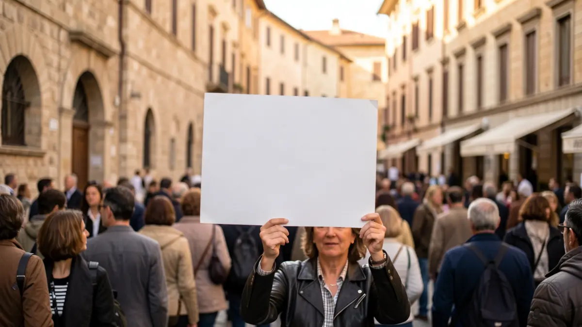 Imagen de una protesta ciudadana en una plaza histórica.