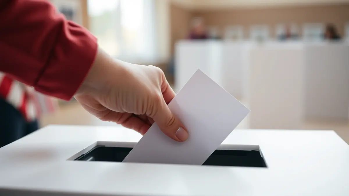 Generic image of a hand inserting a ballot into a ballot box.