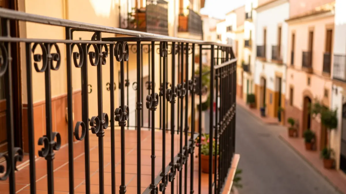 Typical Andalusian balcony with wrought iron details.