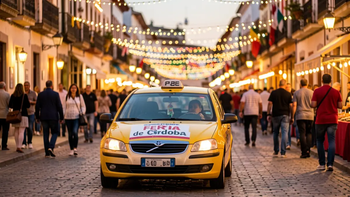 Image of a taxi with an organ donation message at the Córdoba Fair.