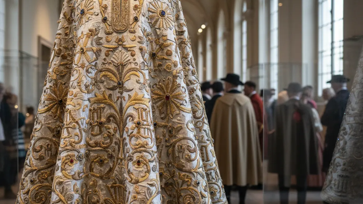 Imagen de un traje histórico de la Virgen del Rocío
