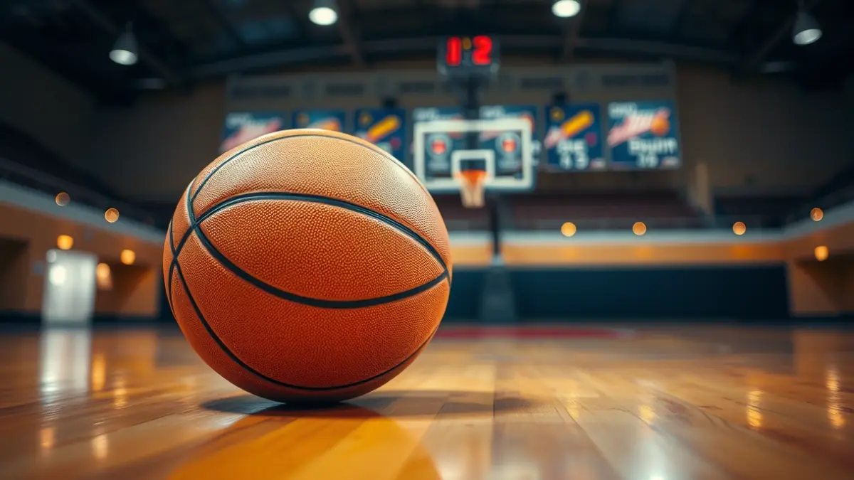 Imagen genérica de un balón de baloncesto en una cancha.
