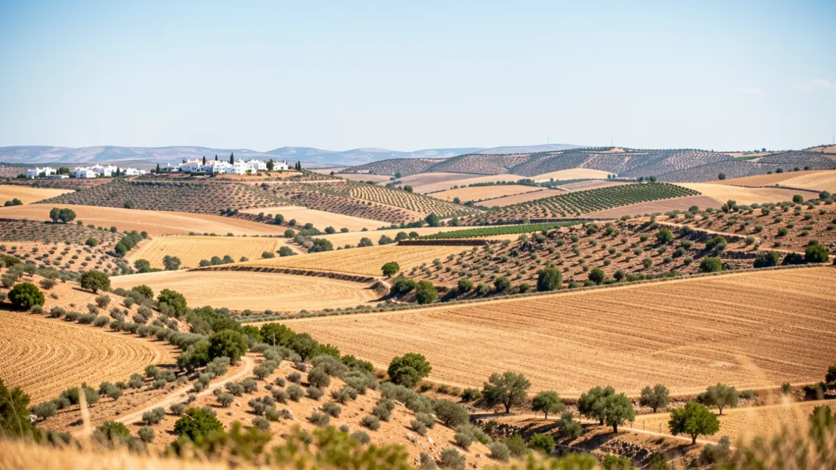 Generic image of the Poniente Almeriense landscape with cultivated fields and white villages.
