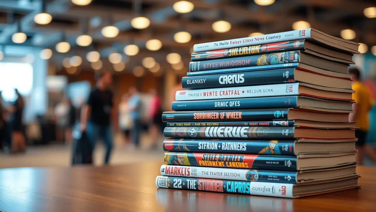 Imagen genérica de cómics y novelas gráficas en una mesa.