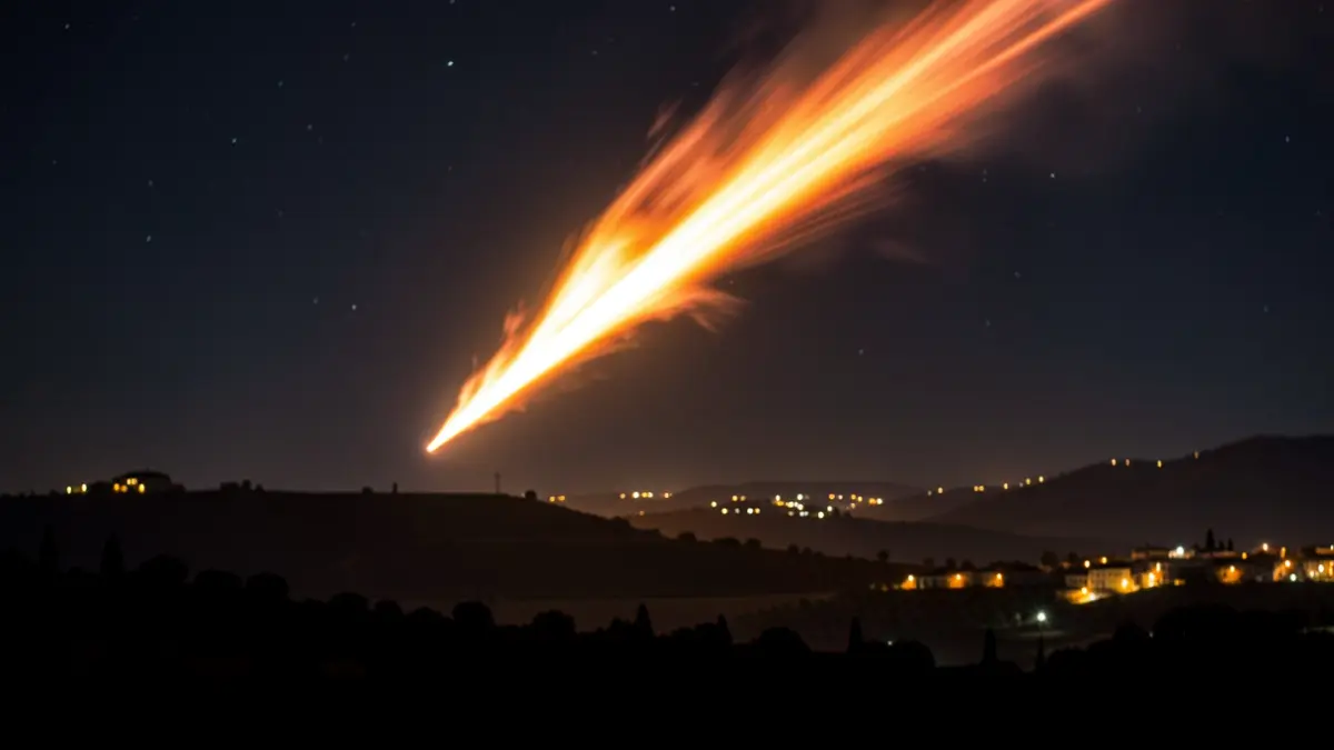 Imagen de una bola de fuego cruzando el cielo nocturno sobre Almería.