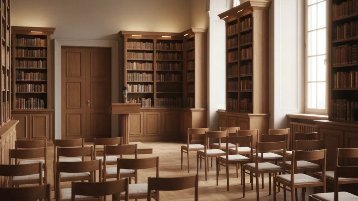 Generic image of a book presentation room or a library.