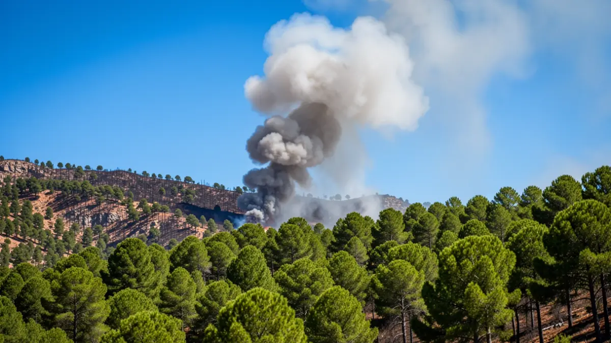 Imagen genérica de humo de incendio forestal en una ladera de Sierra de Gádor.