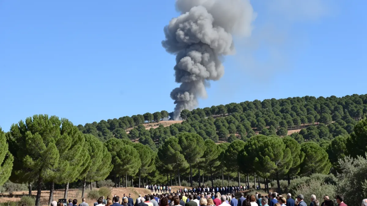 Generic image of a column of smoke over a forest hillside in Andalusia.