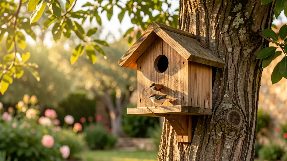 Imagen genérica de una caja nido para murciélagos y aves rapaces nocturnas instalada en un entorno natural.