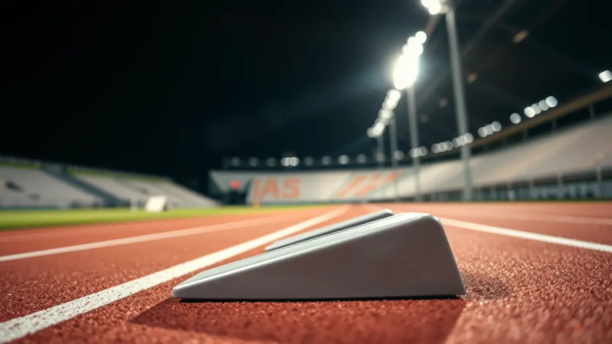Imagen genérica de un bloque de salida en una pista de atletismo.