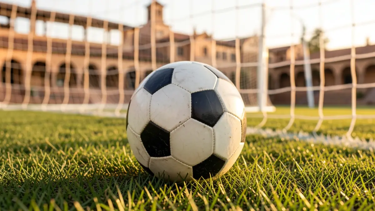 Generic image of a soccer ball on a stadium field.