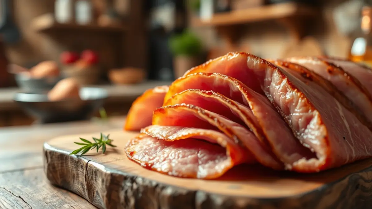 Imagen genérica de jamón ibérico en lonchas sobre una tabla de madera.