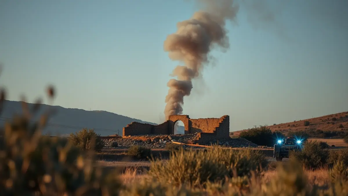 Image of a rural house destroyed by a gas explosion in Chiclana de la Frontera.