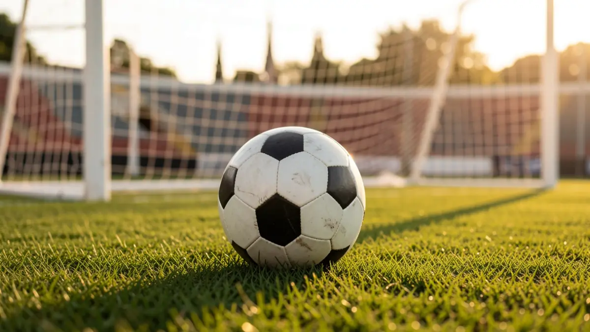 Imagen genérica de un balón de fútbol sobre césped en un estadio.