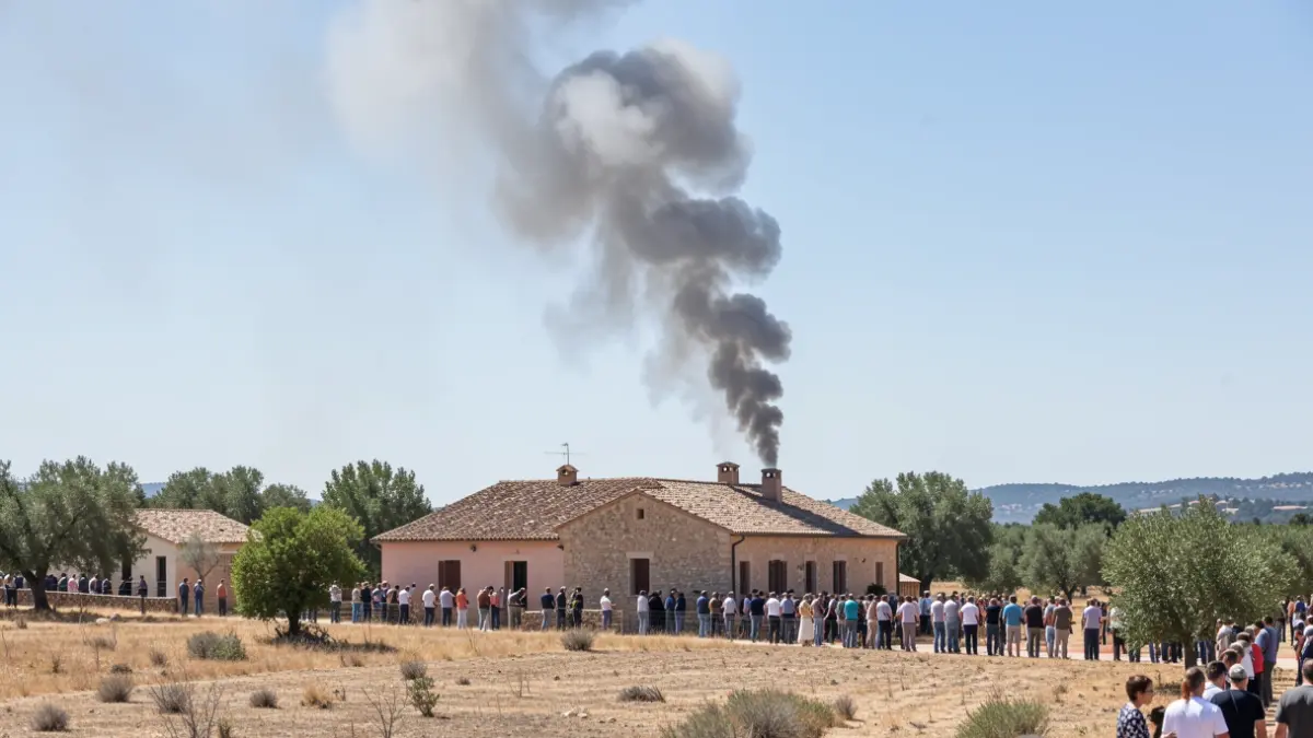 Imagen genérica de humo saliendo de una casa en una zona rural de Andalucía.