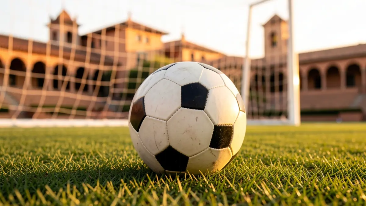 Imagen genérica de un balón de fútbol sala sobre el césped de un estadio.