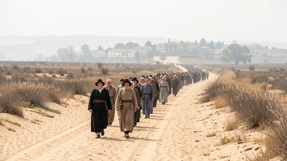 Generic image of a pilgrimage with people walking.