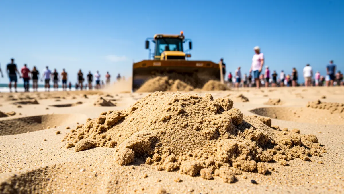 Imagen genérica de trabajos de aporte de arena en una playa.