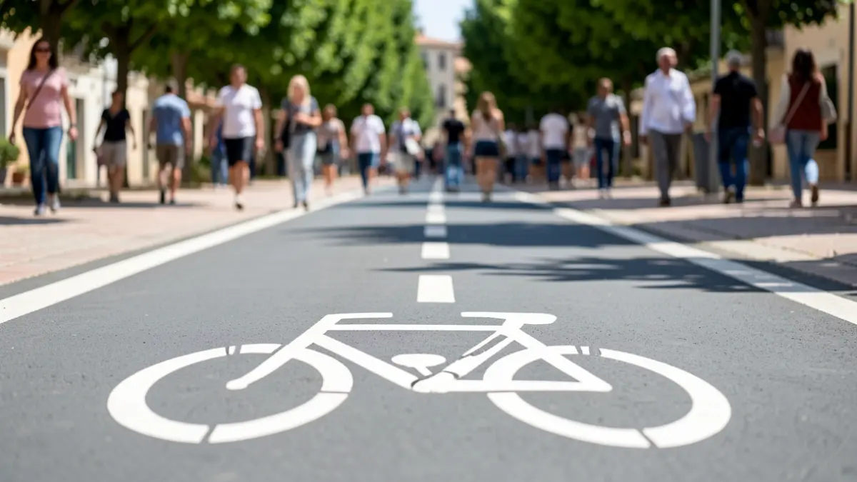 Imagen genérica de un carril bici urbano en un entorno mediterráneo.