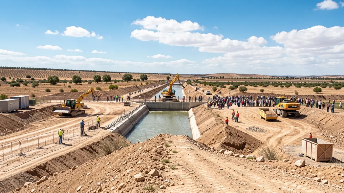 Image of the repair works on the Canal de la Hoya de Guadix.