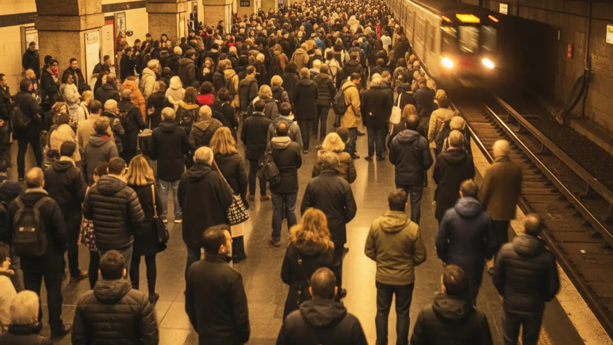 Generic image of a metro station with platforms full of passengers waiting for the train.