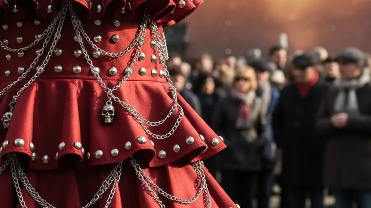 Image of flamenco fashion fabric with punk details.
