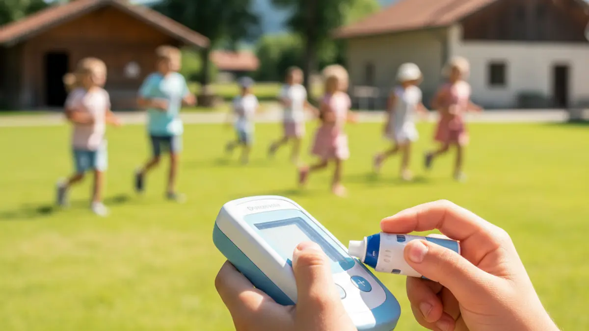 Imagen genérica de un niño aprendiendo a controlar su diabetes en un campamento de verano.