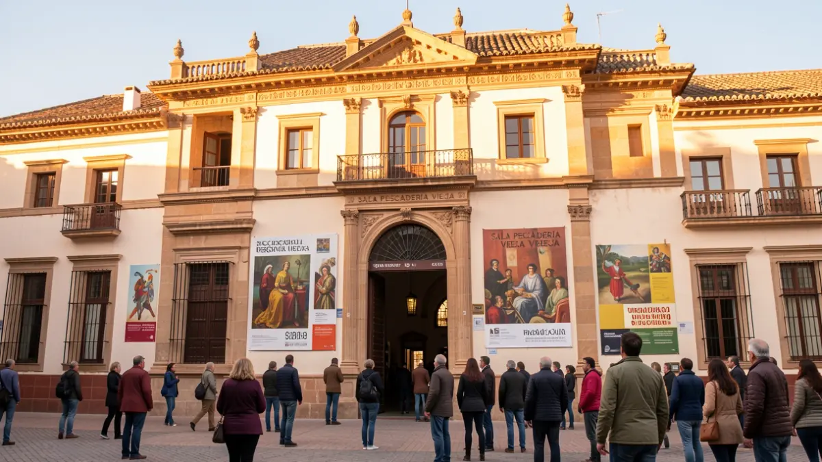 Fachada de la Sala Pescadería Vieja en Jerez, edificio histórico con arquitectura andaluza.
