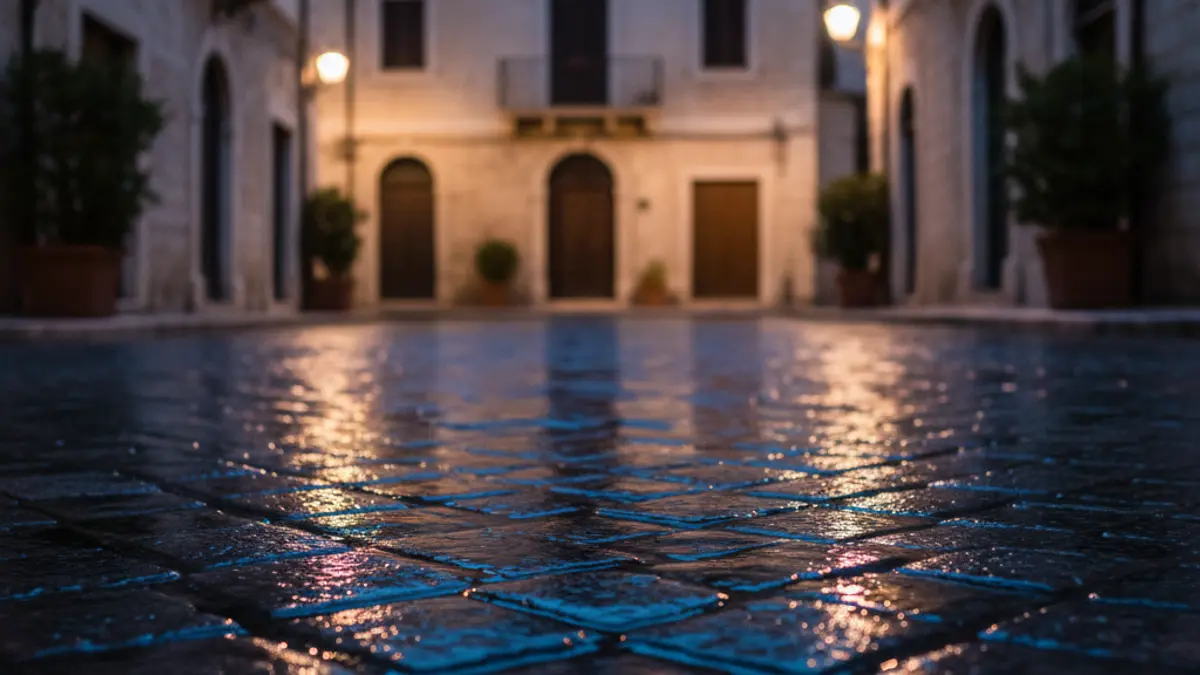Imagen genérica de luces de emergencia reflejadas en el asfalto mojado.