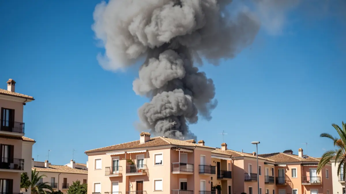 Imagen genérica de una columna de humo saliendo de un edificio residencial en Algeciras.