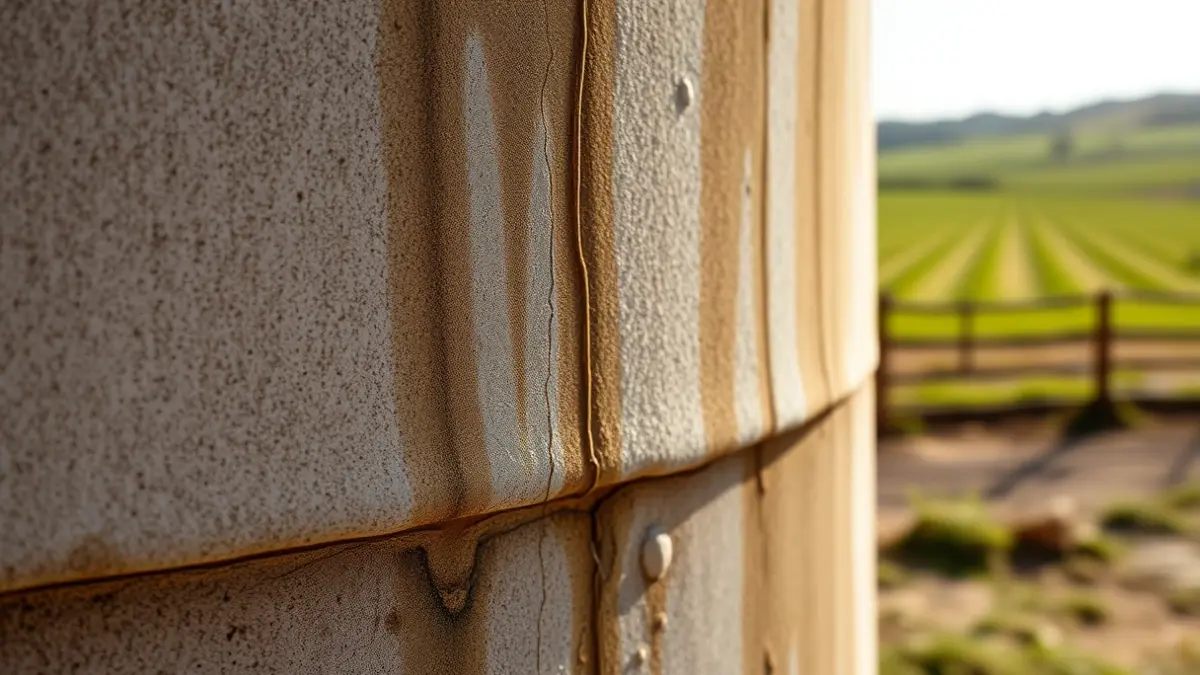 Image of a water tank with leaks on its walls.