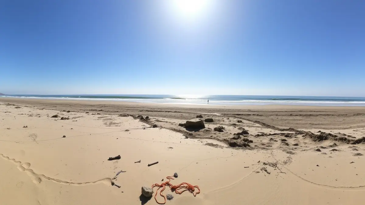 Image of a beach in Cádiz recovering after storms, with recently added sand.