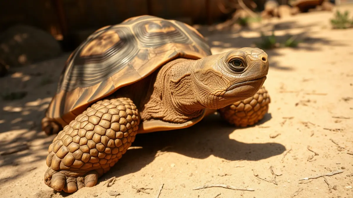 Imagen de una tortuga de espolones africana, especie protegida.