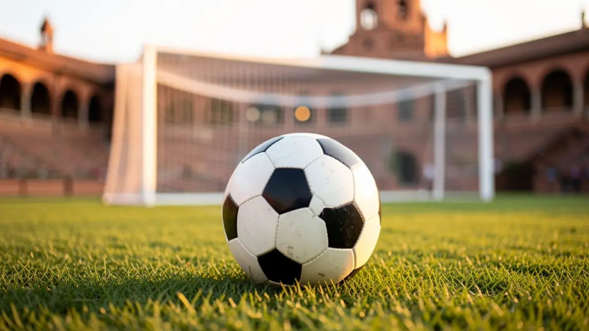 Imagen genérica de un balón de fútbol sobre césped en un estadio.