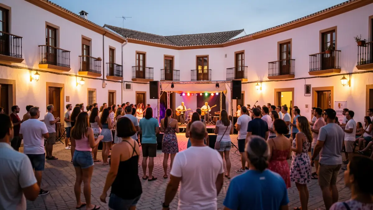 Imagen genérica de un festival de música de verano en un pueblo andaluz con gente disfrutando.