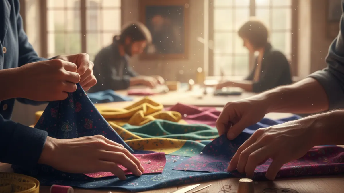 Generic image of hands working in a sewing workshop.