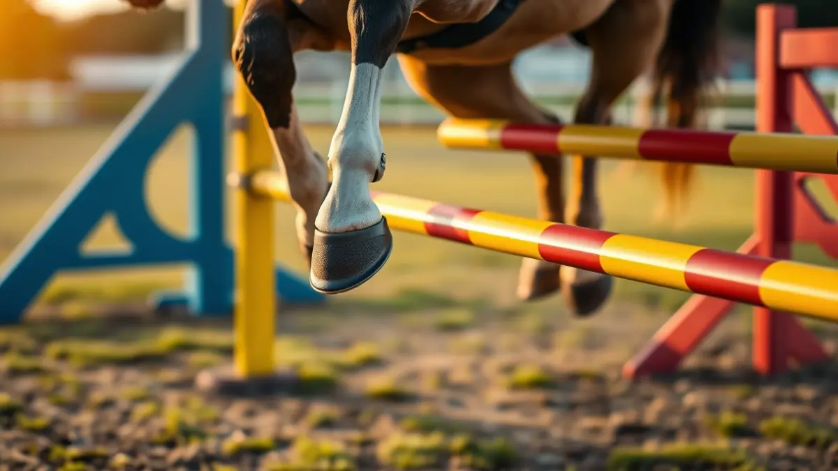 Imagen genérica de un caballo saltando un obstáculo en una competición ecuestre.