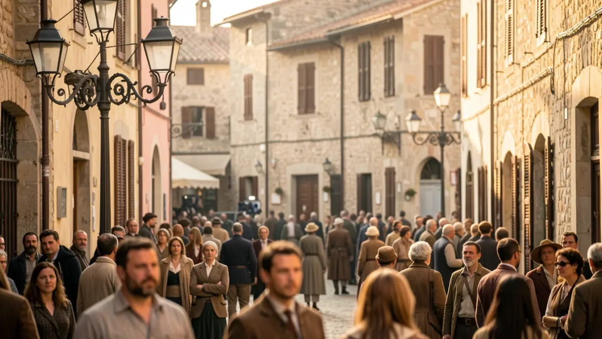 Imagen genérica de un rodaje cinematográfico en una plaza andaluza.